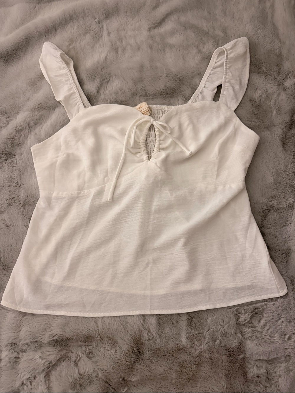 White Tie-Front Sleeveless Women's Top